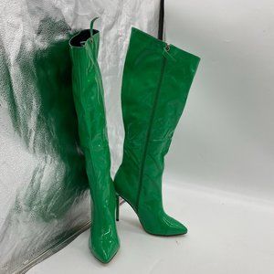 Green Stiletto Heel Over The Knee Thigh High Boots Pointed Toe Dress Shoes